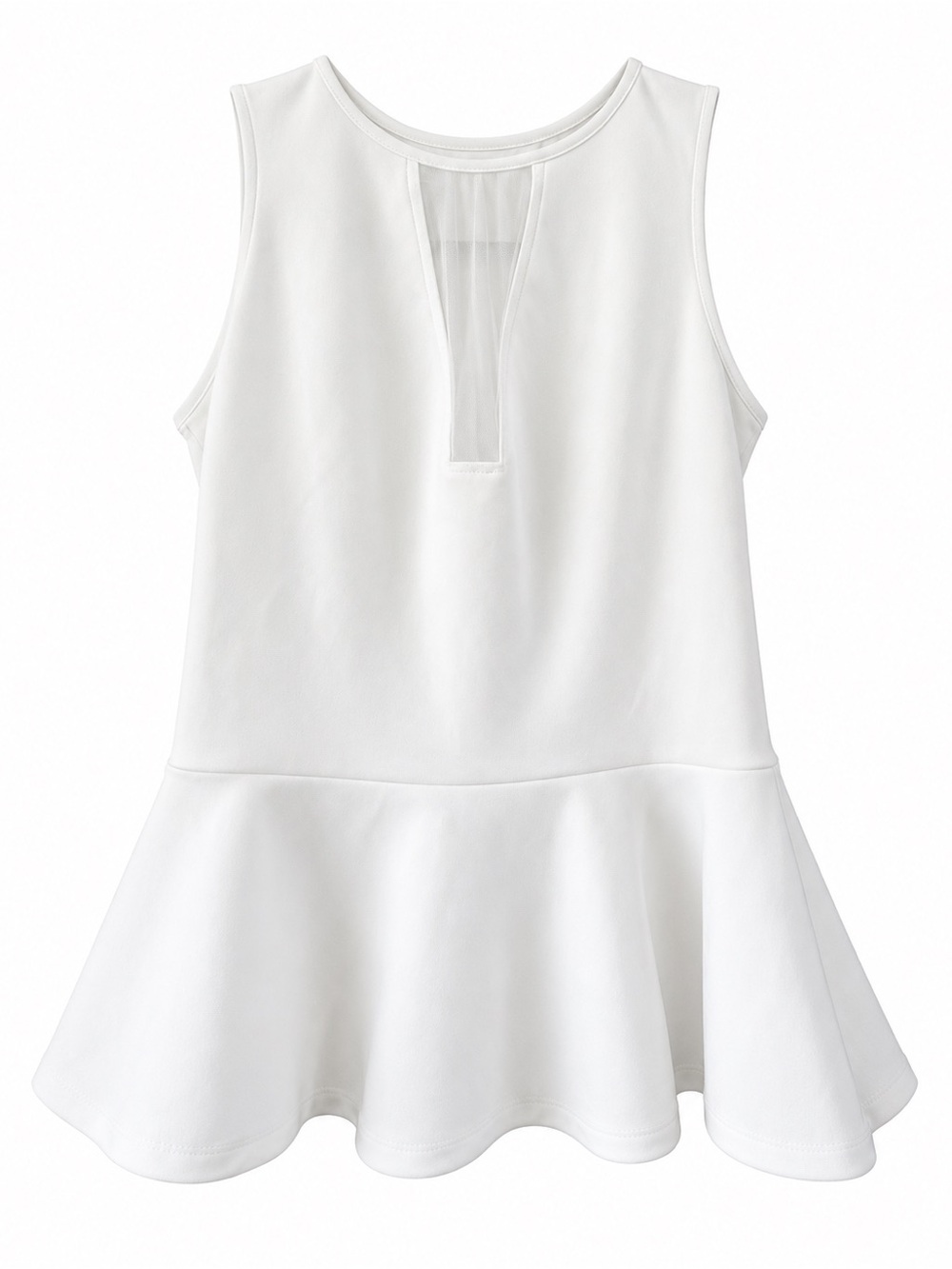Guess White Sleeveless Peplum Blouse with Keyhole